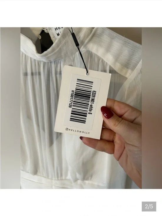 Hello Molly NWT Sz S  - White Sheer High-Neck Ruffle Mini Dress - Picture 3 of 3